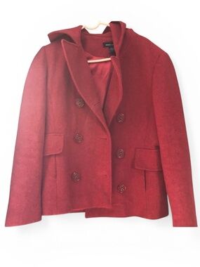 Moda International hooded red pea coat- size L/M